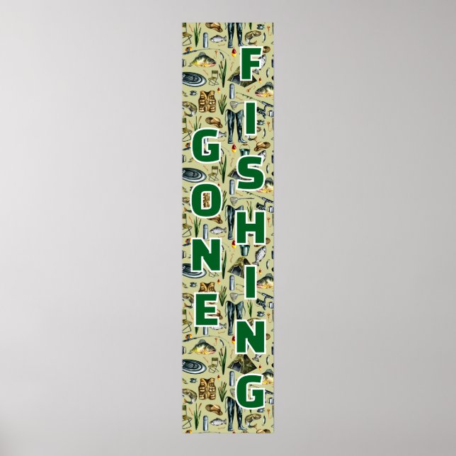 Poster Gone Fishing Fishing Gear Home Business (Frente)