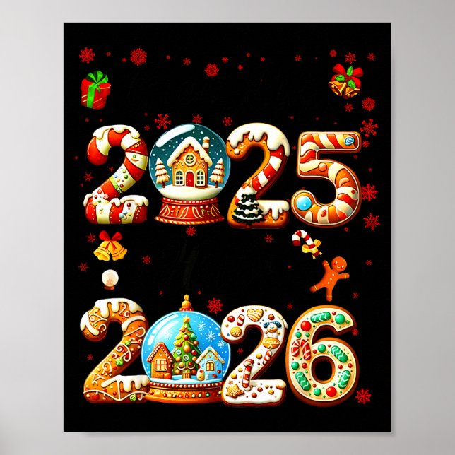 Poster Goodbye 2025 Hello 2026 Christmas And Happy New Ye (Frente)