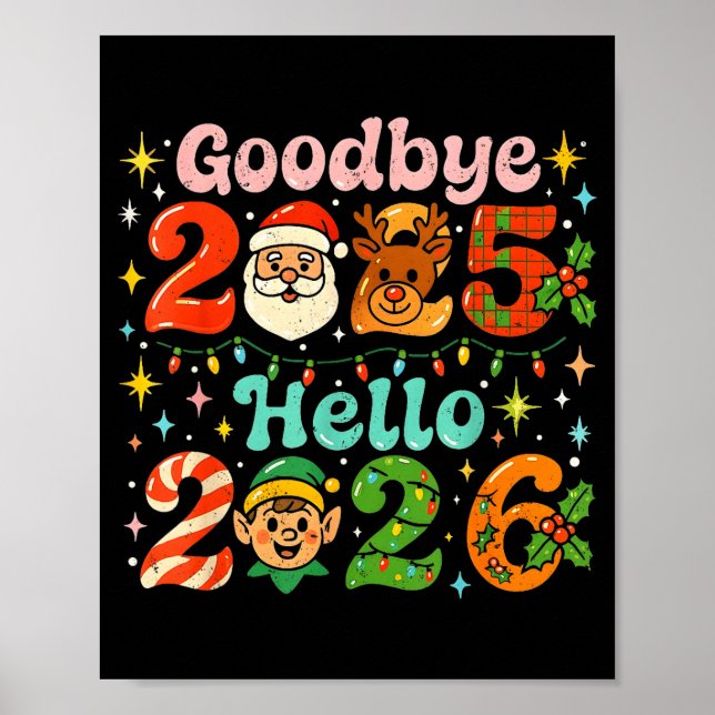 Poster Goodbye 2025 Hello 2026 Cute Christmas New Year  (Frente)