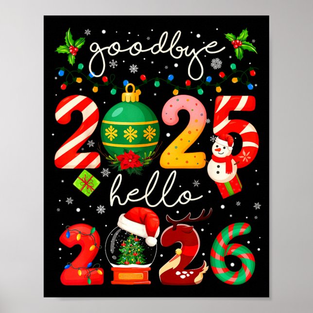 Poster Goodbye 2025 Hello 2026 Merry Christmas Happy New  (Frente)