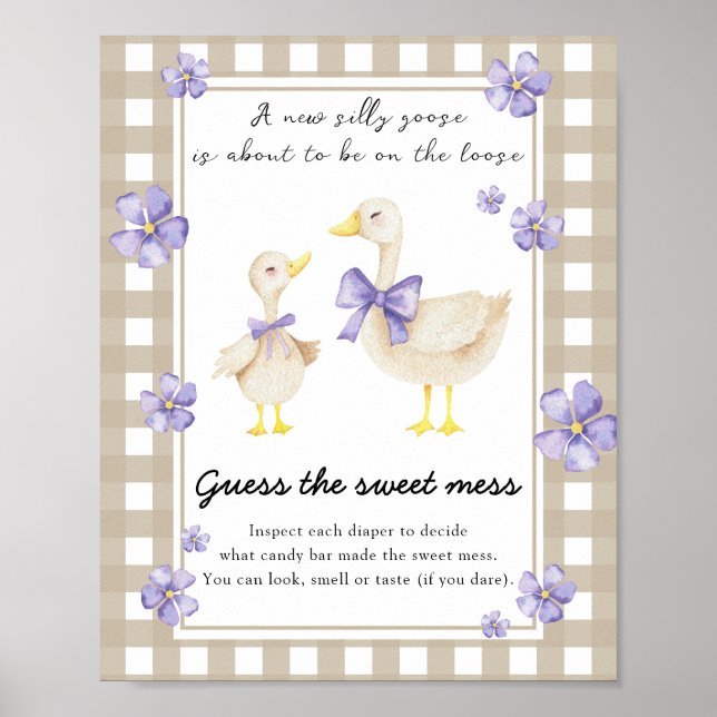 Poster Goose baby shower - Guess the sweet mess (Frente)