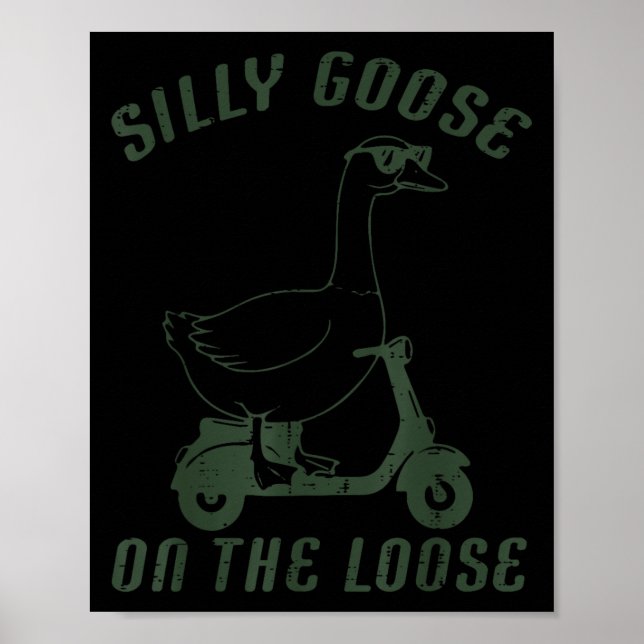 Poster Goose Silly On The Loose Scooter Funny Animal Men  (Frente)