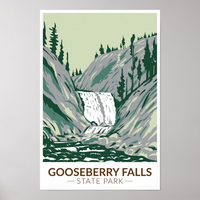 Poster Gooseberry Falls State Park Minnesota Vintage (Frente)