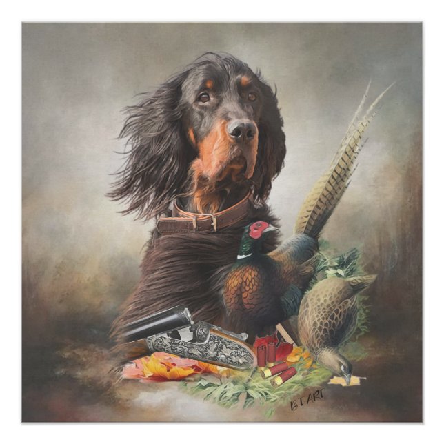 Pôster Gordon setter com faisões, Art (Frente)