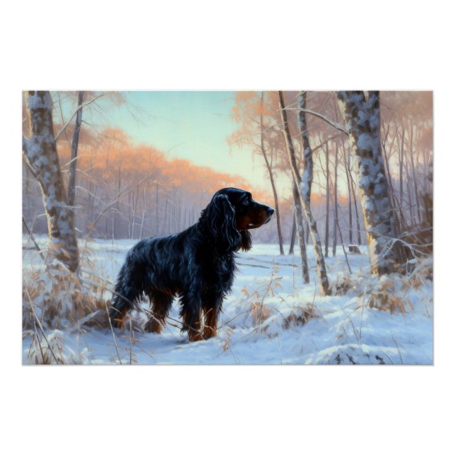 Pôster Gordon Setter Natal Nevado (Frente)