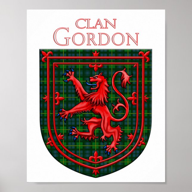 Poster Gordon Tartan Scottish Xadrez Lion Rampant (Frente)