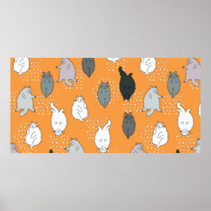 Poster GORDURA, felinos fofos estão deitados nas costas.
