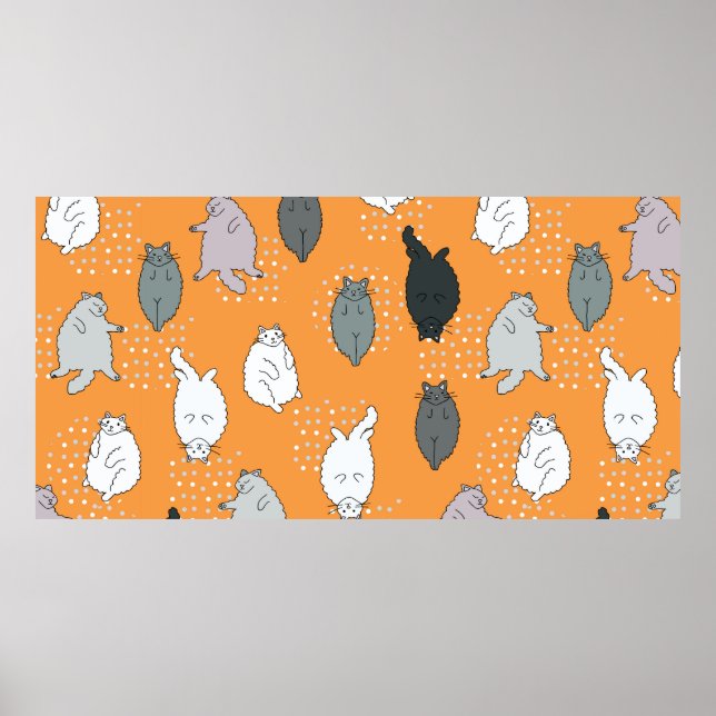 Poster GORDURA, felinos fofos estão deitados nas costas.  (Frente)