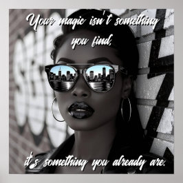 Poster Gorgeous Woman in City with Sunglasses and Quote