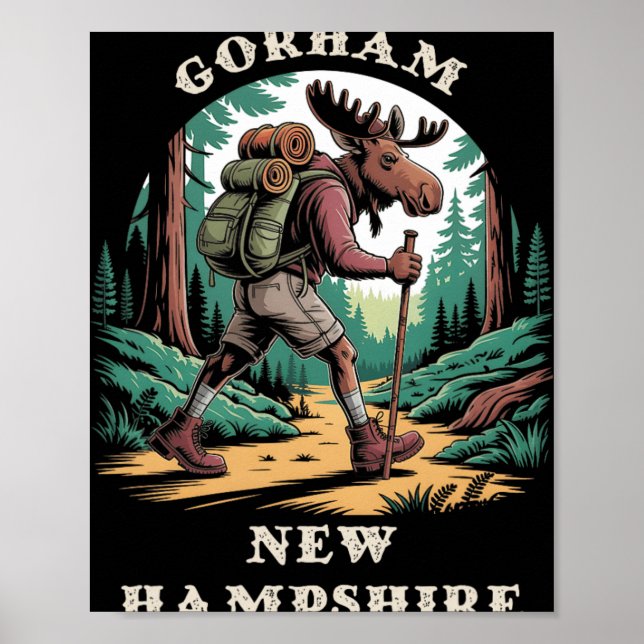Poster Gorham New Hampshire Nh Mountains Hiking Trail Moo (Frente)