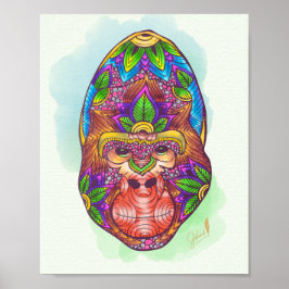 Poster Gorila de cor manual