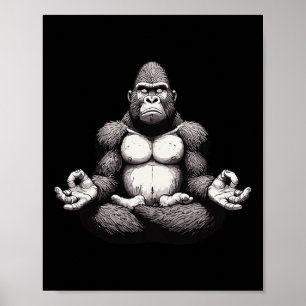 Poster Gorila de Meditação Pose de Yoga Animal Relaxante