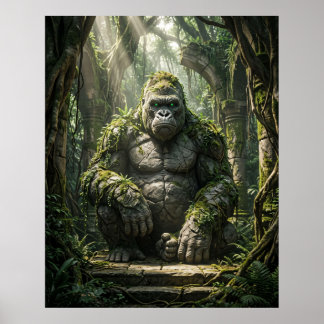 Poster Gorila de Pedra Arte Monolítica da Selva