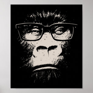 Poster Gorila do hipster com vidros