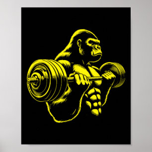 Poster Gorila Macaco Academia Levantamento de Peso Muscul