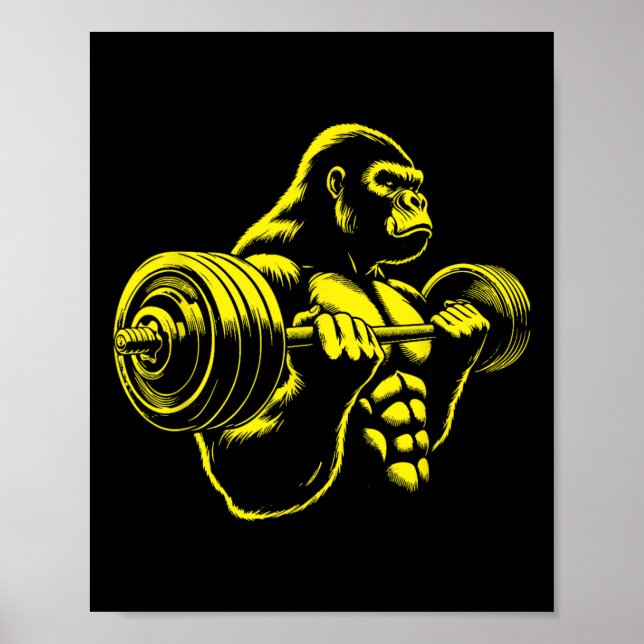 Poster Gorila Macaco Academia Levantamento de Peso Muscul (Frente)