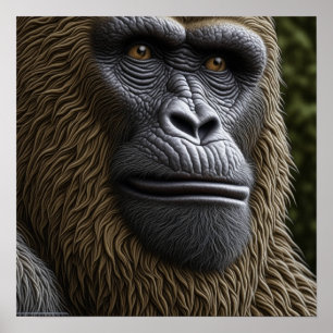 Poster Gorila, Pé Grande ou Sasquatch Close do Rosto