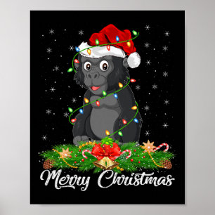 Poster Gorilla Amante de os animais Matando Santa Hat Gor