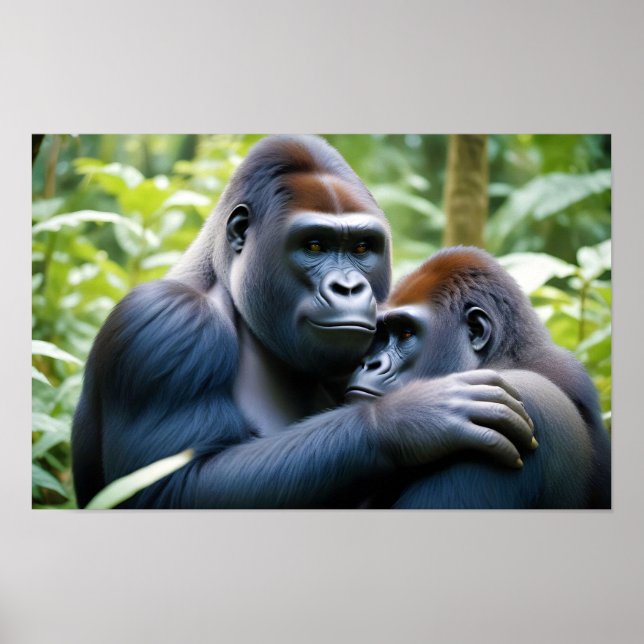 Poster Gorilla Animal Nature Wildlife Affecting Caring (Frente)