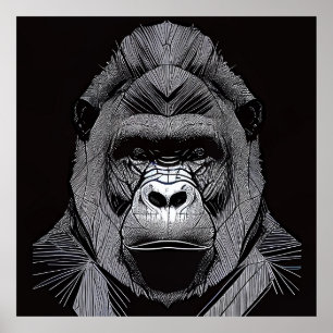 Poster Gorilla Ape Wild Nature - Ilustração Animal Art