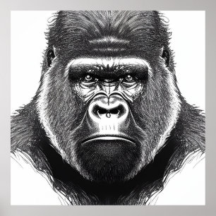 Poster Gorilla Ape Wild Nature - Ilustração Animal Art
