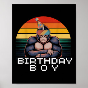 Poster Gorilla Birthday Decora Macaco Tag Vr Gamer F