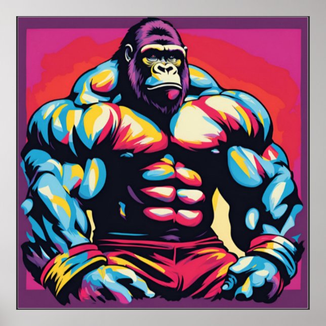 Poster Gorilla Bodybuilder Lifter Pop (Frente)