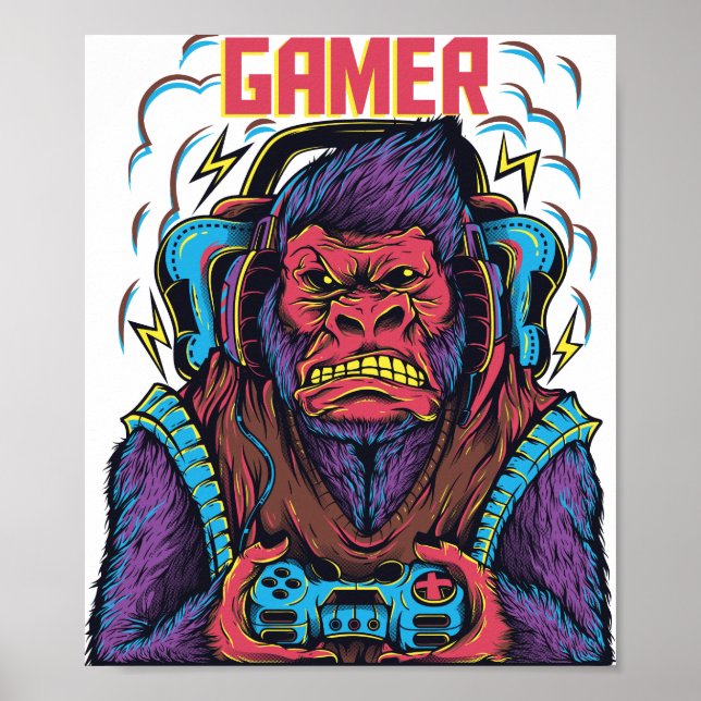 Poster Gorilla Gamer (Frente)