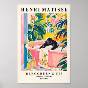 Poster Gorilla In Bathtub Funny Poster, Matisse Art Impre