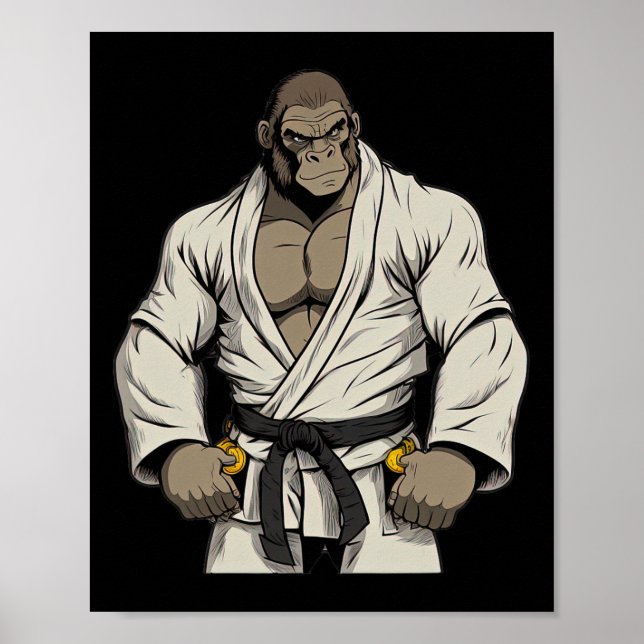 Poster Gorilla In Keikogi - Karateka Japonês (Frente)