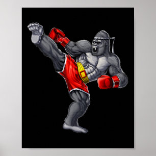 Poster Gorilla Muay Thai Boxe Caratê Kickboxing Artes Mar