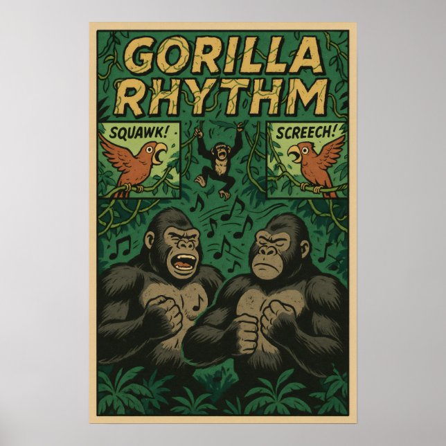 Poster Gorilla Ritmo Selva Cômico – Musical Vida Selvagem (Frente)
