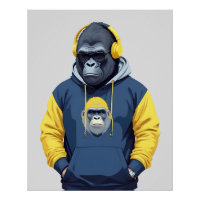 Gorilla Vestindo Hoodie Funny Legal Caráter Animal