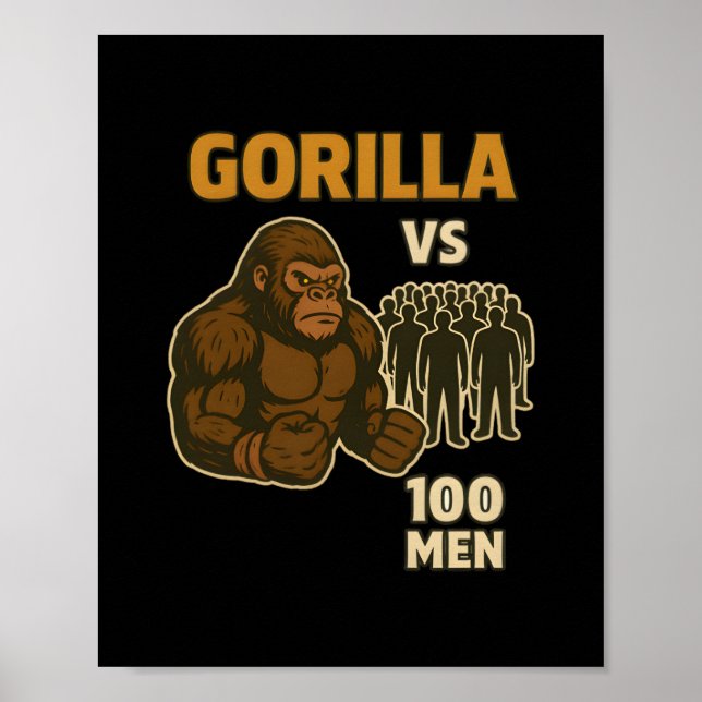 Poster Gorilla vs 100 men epic battle (Frente)