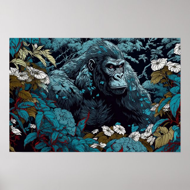 Poster Gorilla Wall Poster, Ilustração de Arte (Frente)