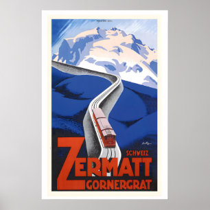 Poster Gornergrat Zermatt Suíça Viagens Antigas