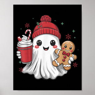 Poster Gorrito Fantasma Retro Natal Férias Natal Xmas Caf