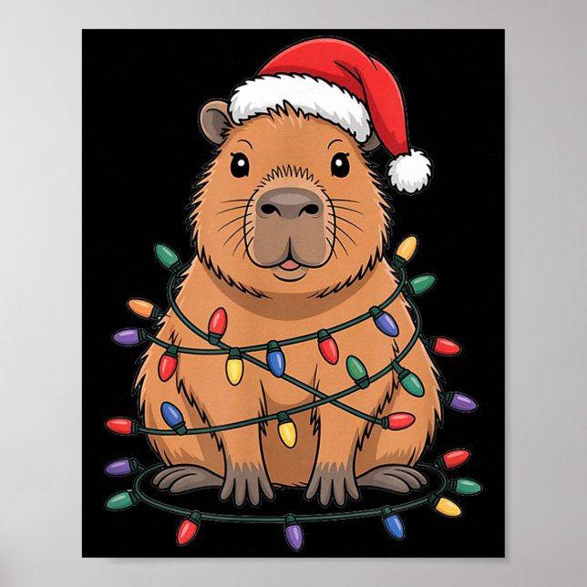 Poster Gorro de Natal Engraçado do Capivara Desenho Anima (Frente)