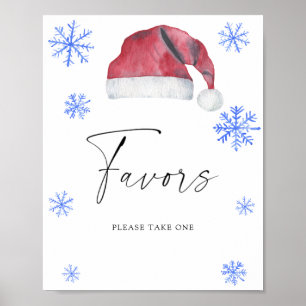 Poster Gorro de Papai Noel aquarela vermelho - Lembrancin