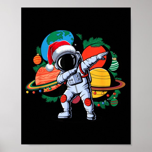 Poster Gorro de Papai Noel de Astronauta Engraçado Natal  (Frente)