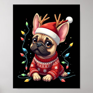 Poster Gorro de Papai Noel de Luz de Natal de Bulldog Fra