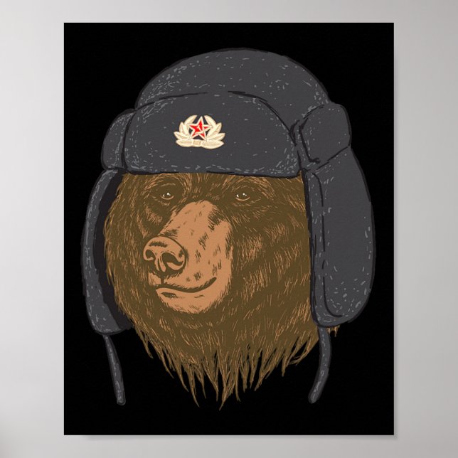 Poster Gorro de Pelo de Urso Russo - Ushanka Chapka Ussr  (Frente)