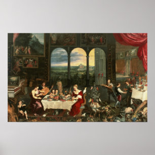 Poster Gosto, audição e toque, 1618