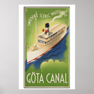 Poster Göta Canal Sweden's Scenic Waterway Vintage Travel