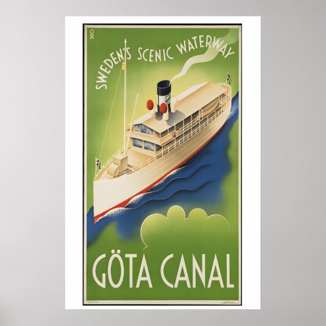 Poster Göta Canal Sweden's Scenic Waterway Vintage Travel (Frente)