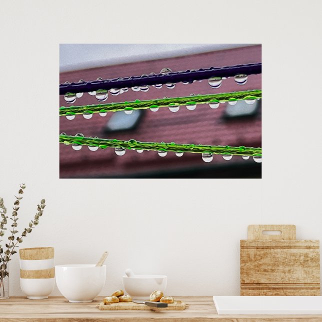 Poster Gotas de chuva em cordas (Cozinha)