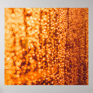Poster Gotas de chuva laranja no vidro, fundo de abstrato