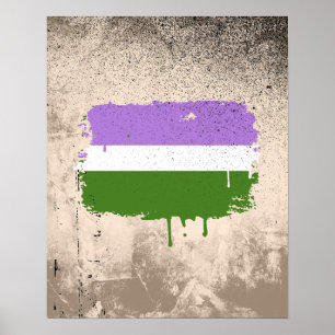 PÔSTER GOTEJAMENTO DA BANDEIRA DE GENDERQUEER