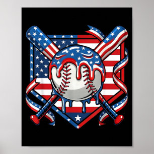 Poster Gotejamento de beisebol para meninos Sorvete Gotej