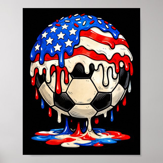 Poster Gotejamento de futebol bandeira americana salpicos (Frente)